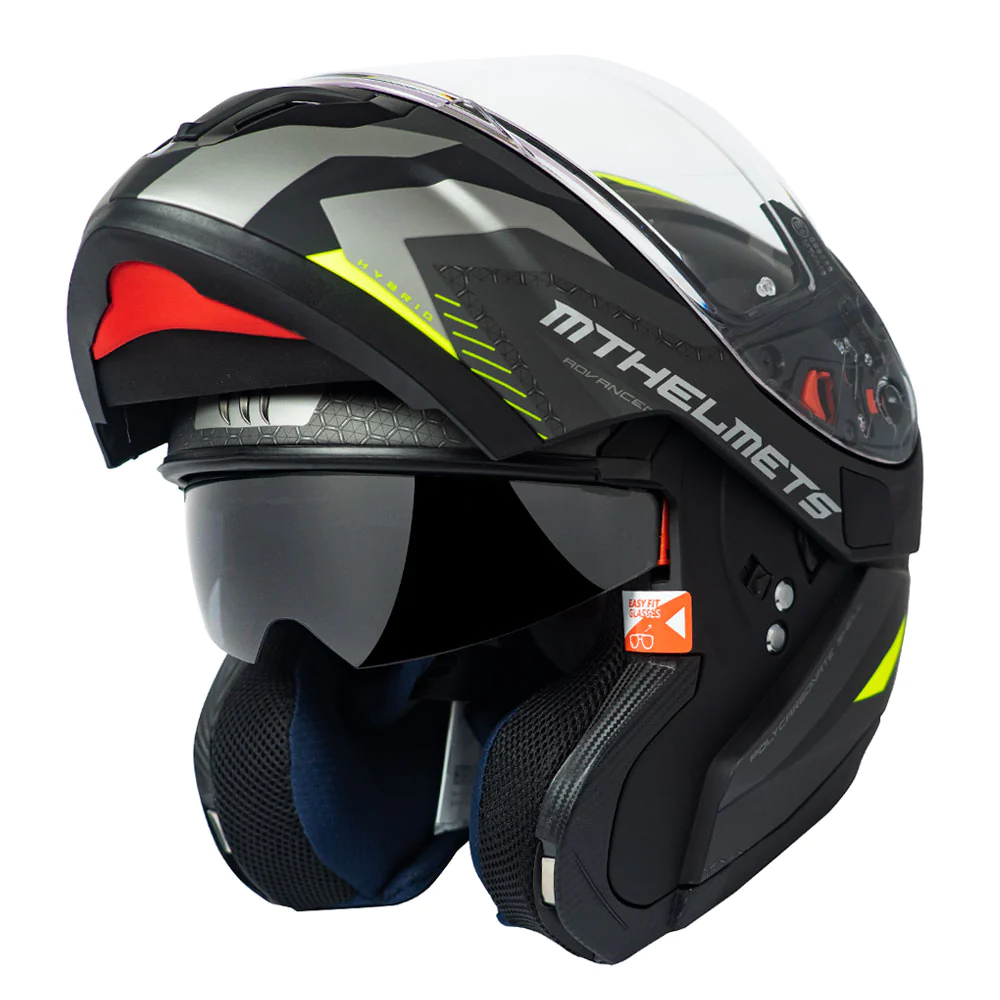 Casco De Moto MT Helmets - ATOM SV Híbrido F2 Amarillo Fluor + Antiempañante Fogoff