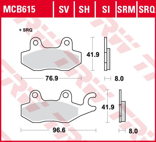 MCB615__24595.jpg TRW Pastilla de Freno Trasero para Kawasaki KLR 650 / Versys 300 ABS - Imagen 1