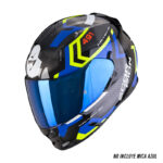 CASCO SCORPION EXO-491 SPIN NEGRO AZUL AMARILLO