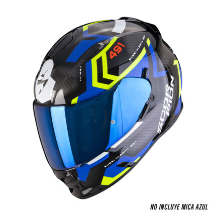 CASCO SCORPION EXO-491 SPIN NEGRO AZUL AMARILLO