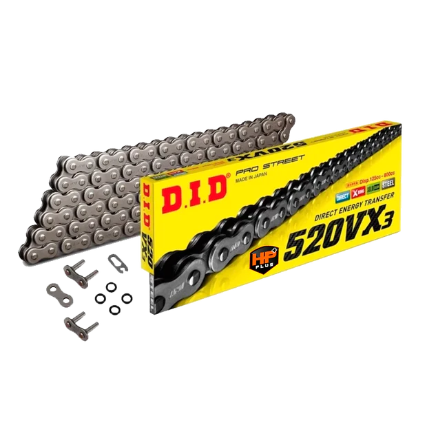 did520vx3_620x.webp CADENA D.I.D 520VX3 PRO STREET 124 ESLABONES NEGRO - Imagen 1