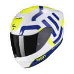 CASCO SCORPION EXO-391 AROK BLANCO AZUL AMARILLO