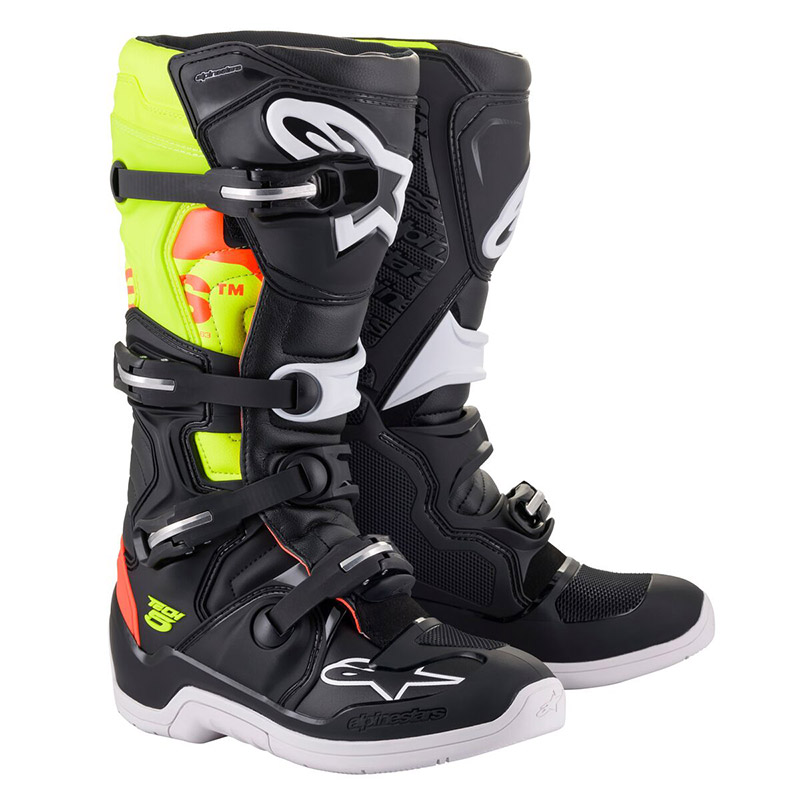 alpinestars_tech5_rossogiallofluo Botas Alpinestars Tech 5 Negro Rojo Amarillo Fluo - Imagen 1