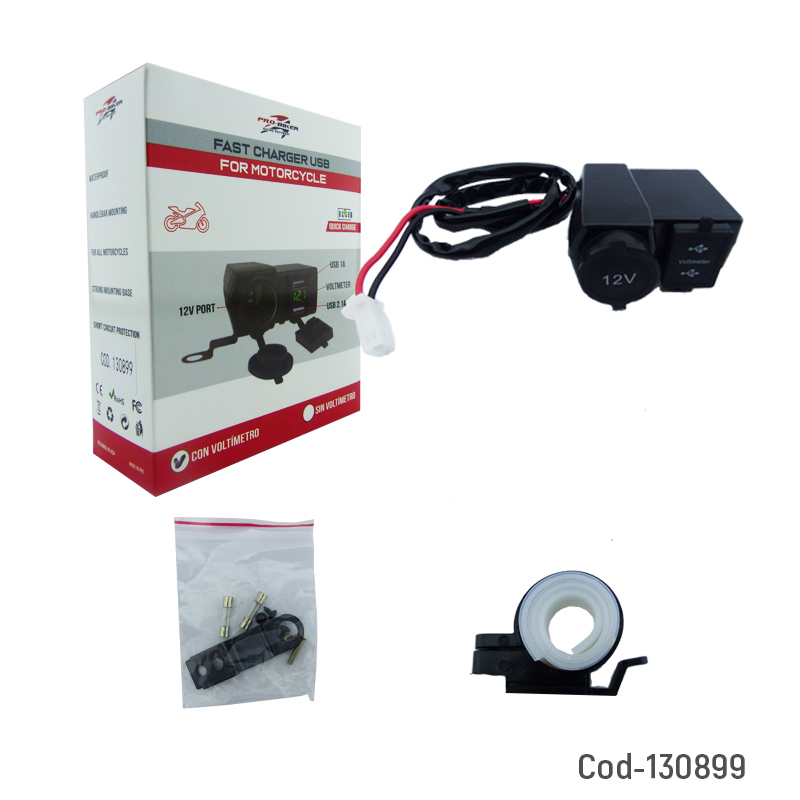 CARGADOR USB CON VOLTIMETRO CARGADOR USB DOBLE CON VOLTIMETRO / 12V - Imagen 1