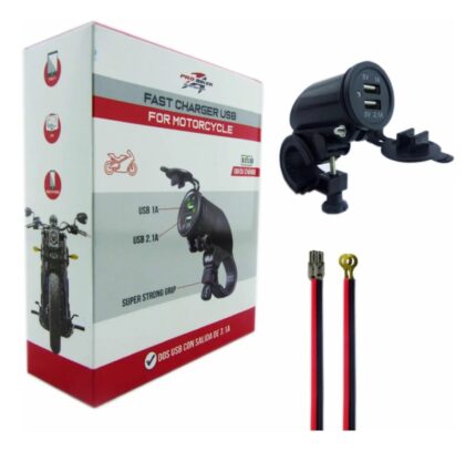 Cargador doble USB para Moto Universal 12V con soporte