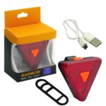 Luz trasera triangular recargable para bicicleta