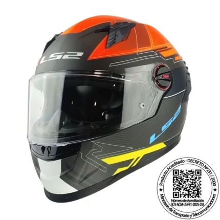 CASCO LS2 FF816 COSMOS DIGITAL NEGRO NARANJO MATTE ST