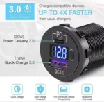 CARGADOR USB CON ROSCA PARA TABLERO MOTO 12/24V - CARGA USB TIPO C - USB QC 3.0 - Imagen 3