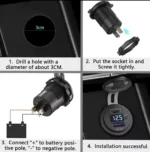 CARGADOR USB CON ROSCA PARA TABLERO MOTO 12/24V - CARGA USB TIPO C - USB QC 3.0 - Imagen 4